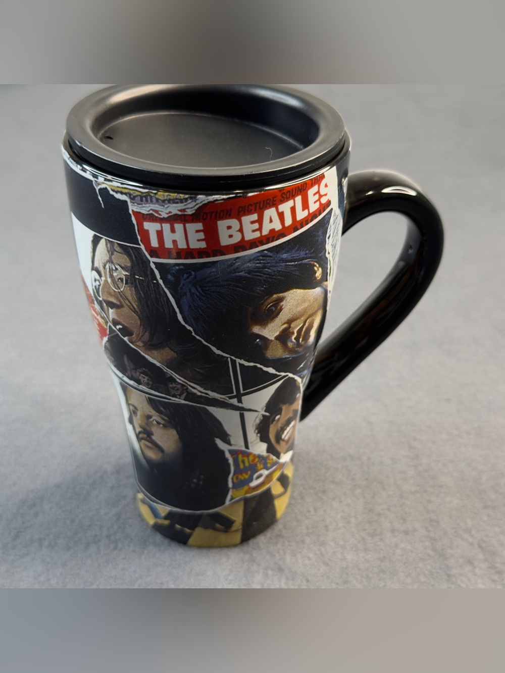 Vintage 2008 The Beatles Ceramic Travel Coffee Cup Mug Apple Corps Vandor